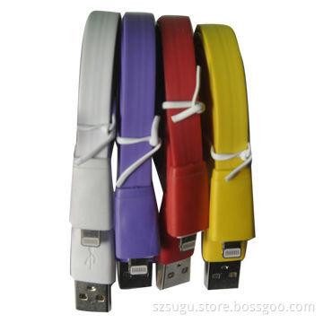 Hot Selling Colorful Flat USB Cable for iPhone 5/5S/5C, Supports iOS7.0
